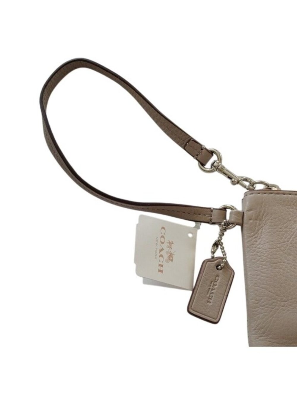 Coach Pebble Leather Small Wristlet, F52717 in SV/ Grey Birch - Picture 3 of 6